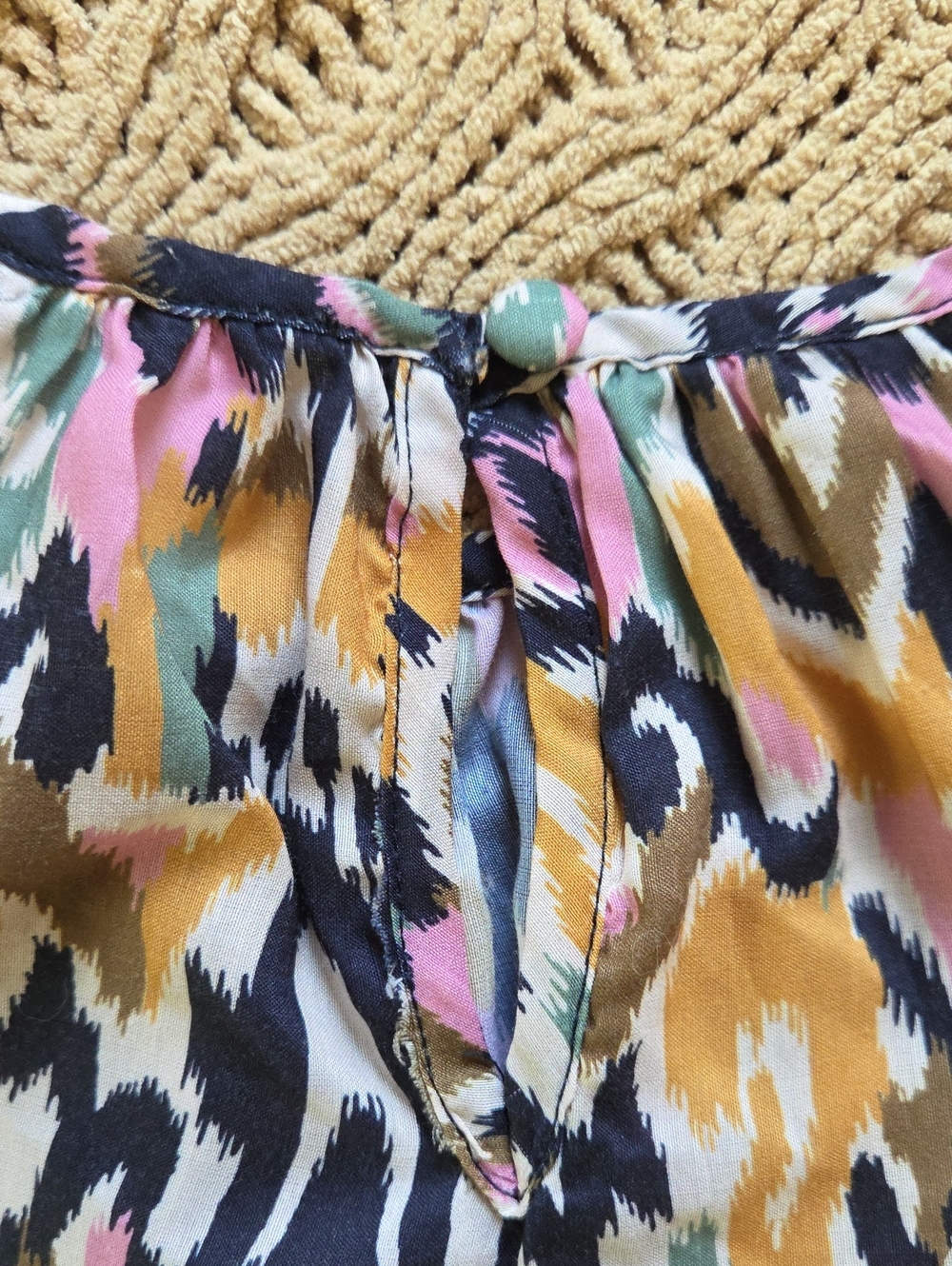 Anthro Mari Rai Ikat Print Flutter Sleeve Blouse - Size 1X - Picture 6 of 10